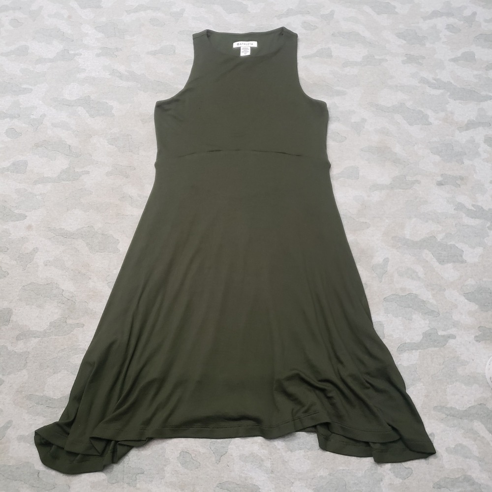 Athleta Dress Womens XS Green Fit Flare Stretch Casual Sleeveless Minimalitst